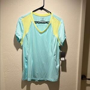 Tek Gear Light Blue and Yellow Activewear Top